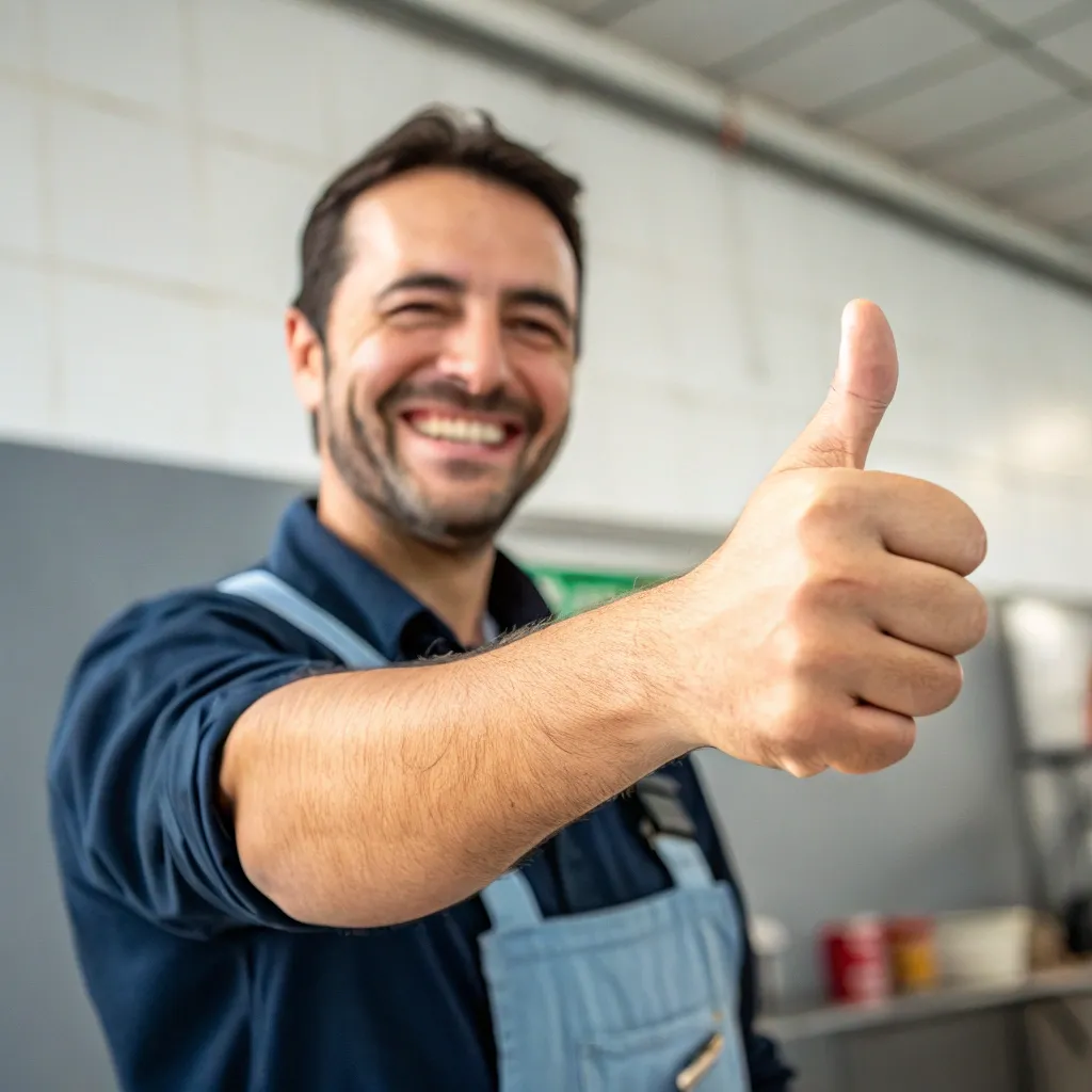 Customer giving a thumbs up